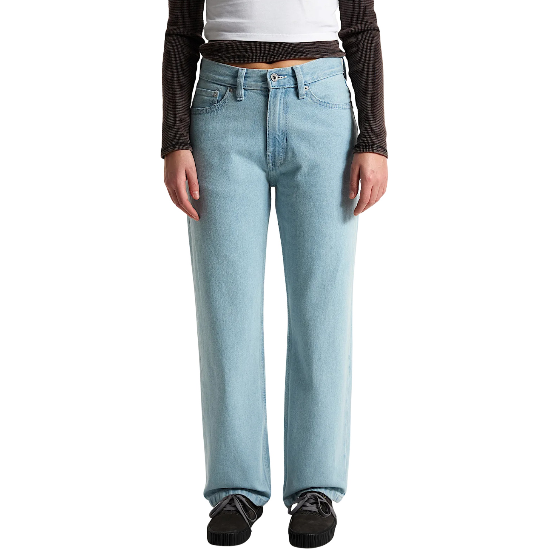 2026 Vans Womens Check 5 Mid Rise Straight Jeans VN001094TTJ - Blue